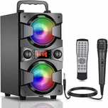 TENMIYA A20 – głośnik Bluetooth z mikrofonem, LED i radiem FM 60W