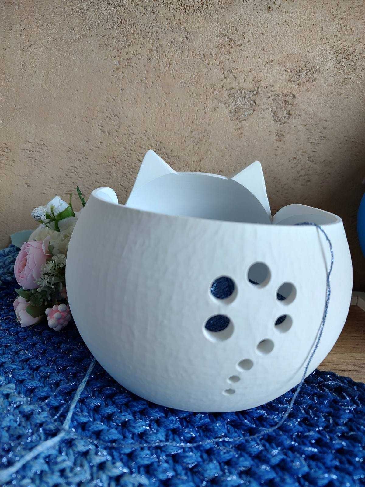 Taça para Fios Gatinho 3D | Organizador Lã Croché Tricô Fofo
