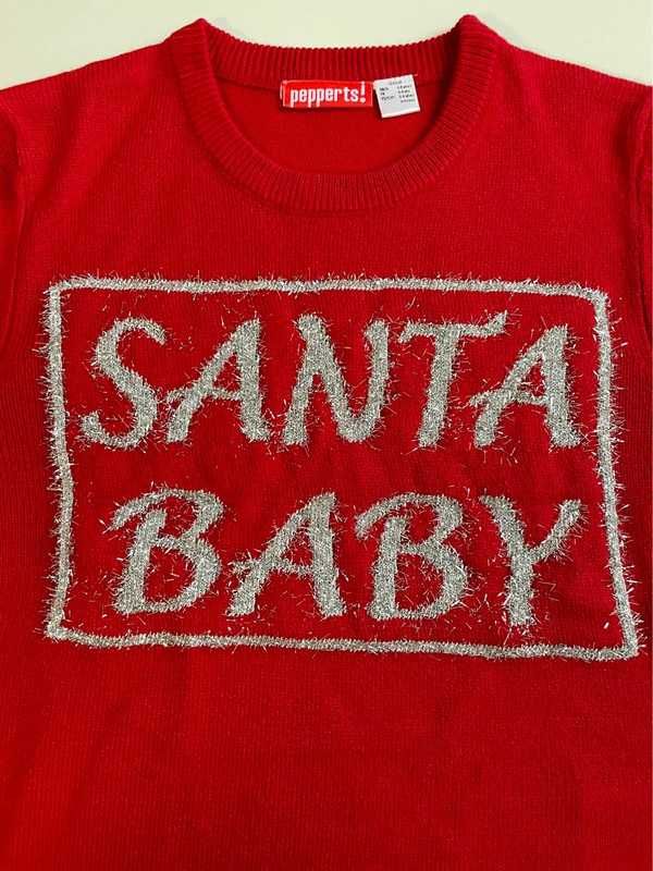NOWY Świąteczny sweterek SANTA BABY super 134/140 NOWY czerwony