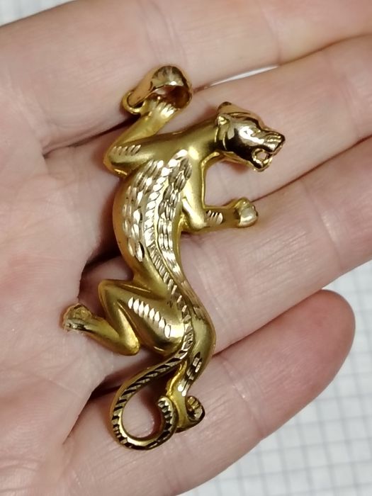 Золотая подвеска Леопард, золото 585 пробы.