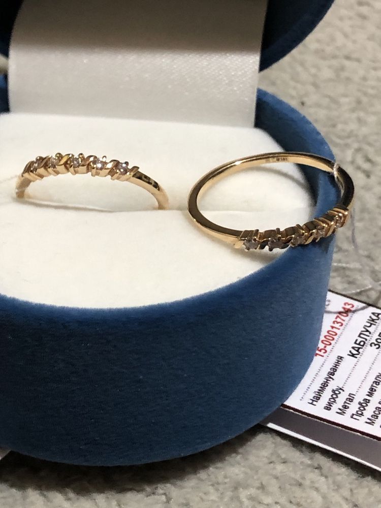 Новое золотое кольцо 16.5 и 17 размера в красном золоте, 585 пр.