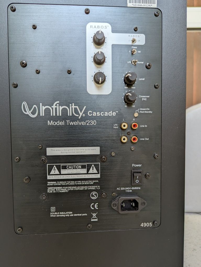 Активный Сабвуфер Infinity Cascade Twelve/230. НЧ-256мм. R.A.D.O.S