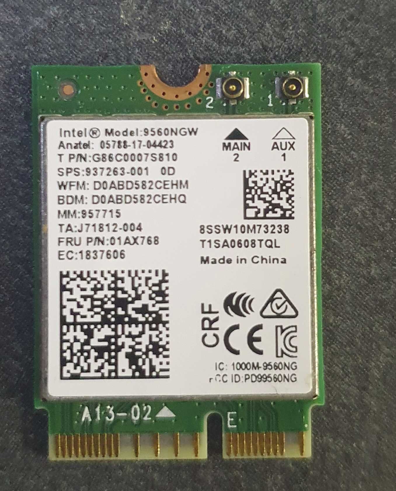 Wi-Fi 5/6 модуль Intel 9560, 201, 211, 2.4/5/6 ГГц Bluetooth та антени