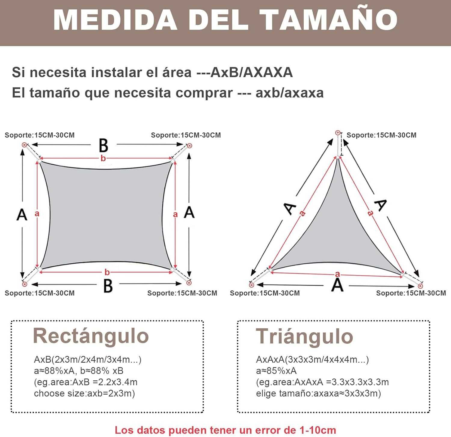 Toldo sombra impermeável, retangular, 4 x 5 m