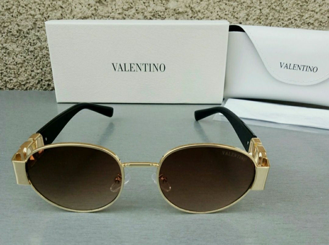 Valentino очки женские  коричневый  градиент овал в золотом металле