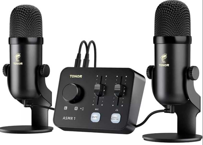 TONOR ASMR Interfejs audio Podwójny mikrofon pojemnościowy 3D S1050