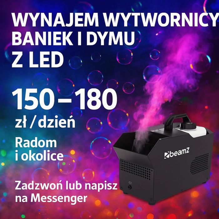 Wytwornica baniek I dymu z efektem LED wynajem