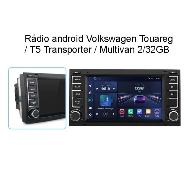 Rádio Android Volkswagen Touareg Transporter Carplay GPS 2/32GB Wi-Fi