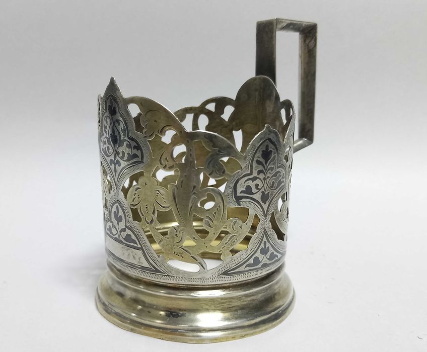 Podstakannik, uchwyt do szklanki, srebro 875, Rosja