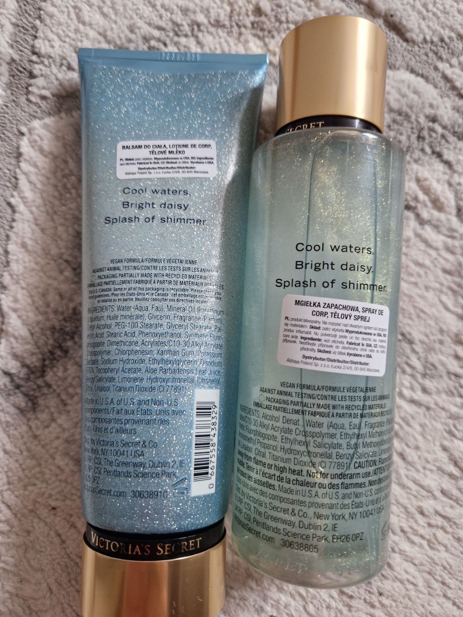 ZESTAW Victoria Secret mgiełka zapachowa+balsam AQUA KISS SHIMMER