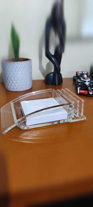 Desk Set Acrílico com 200 folhas / Suporte Cartões e Cartas