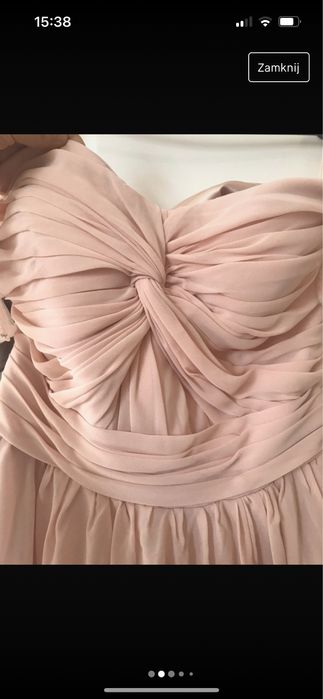 Sukienka nowa wesele długa M 38 pudrowy róż tiul metka tren