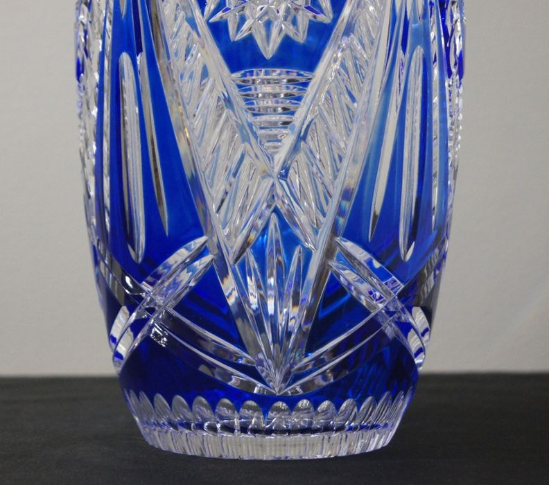 Wazon kobalt kryształ lata 70 duży