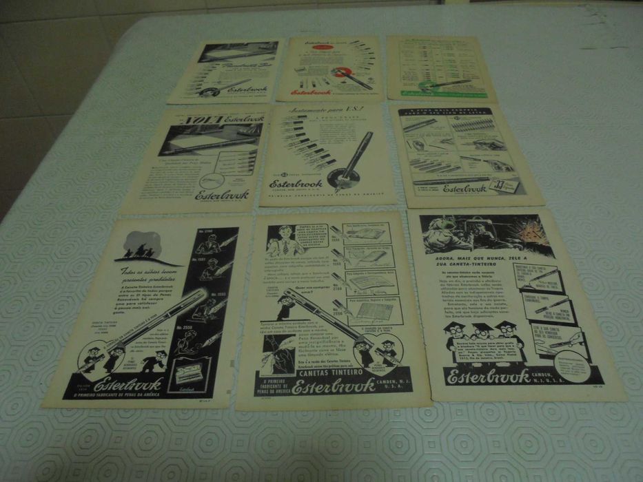 Publicidades de Canetas Esterbrook dos anos 40/50 todas diferentes