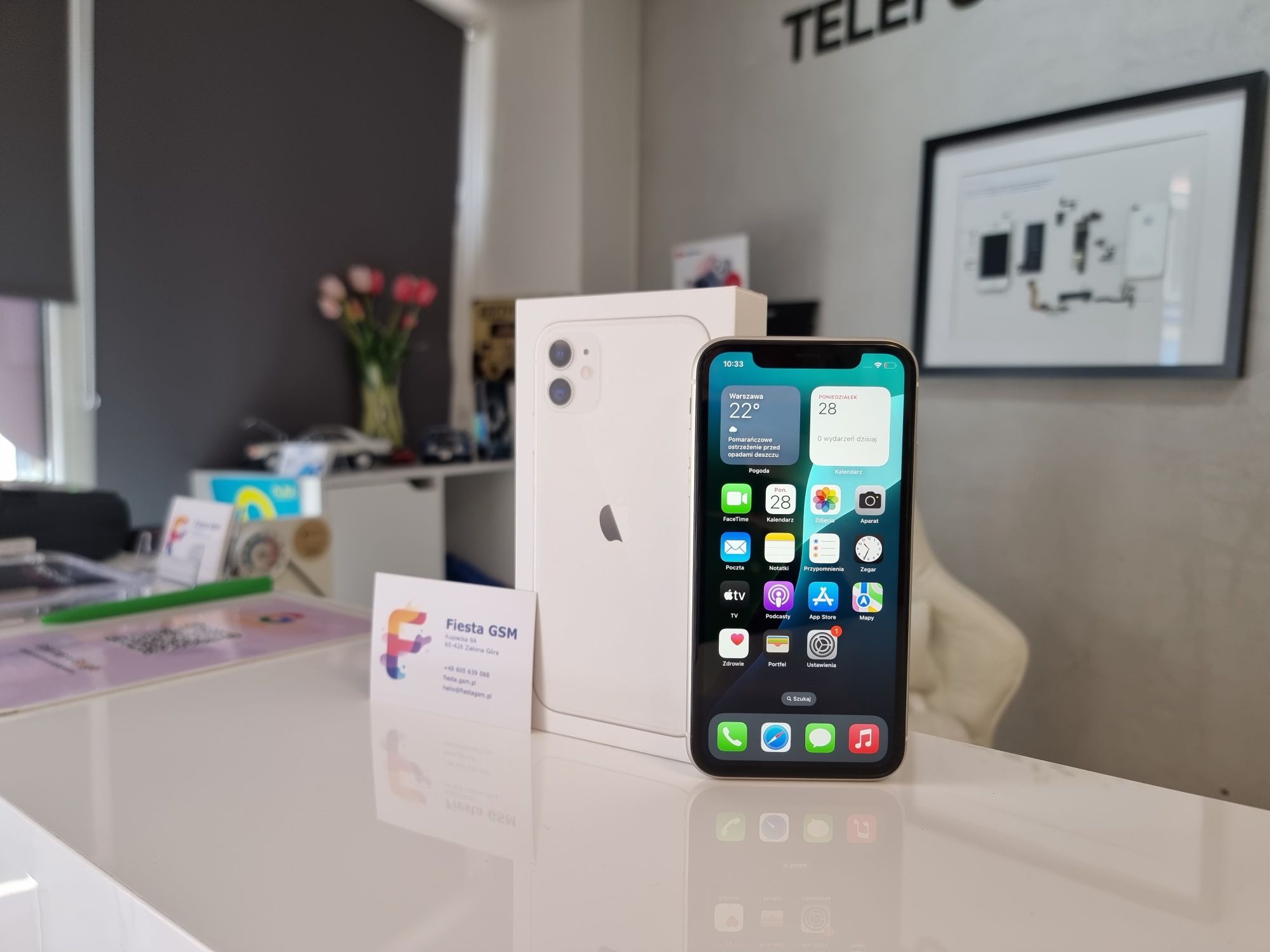 Apple iPhone 11 White 128GB bateria 90%.