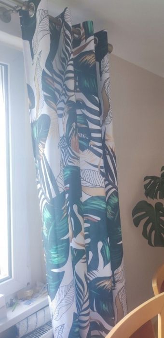 Zasłony zielone monstera 140 x 230 na przelotkach