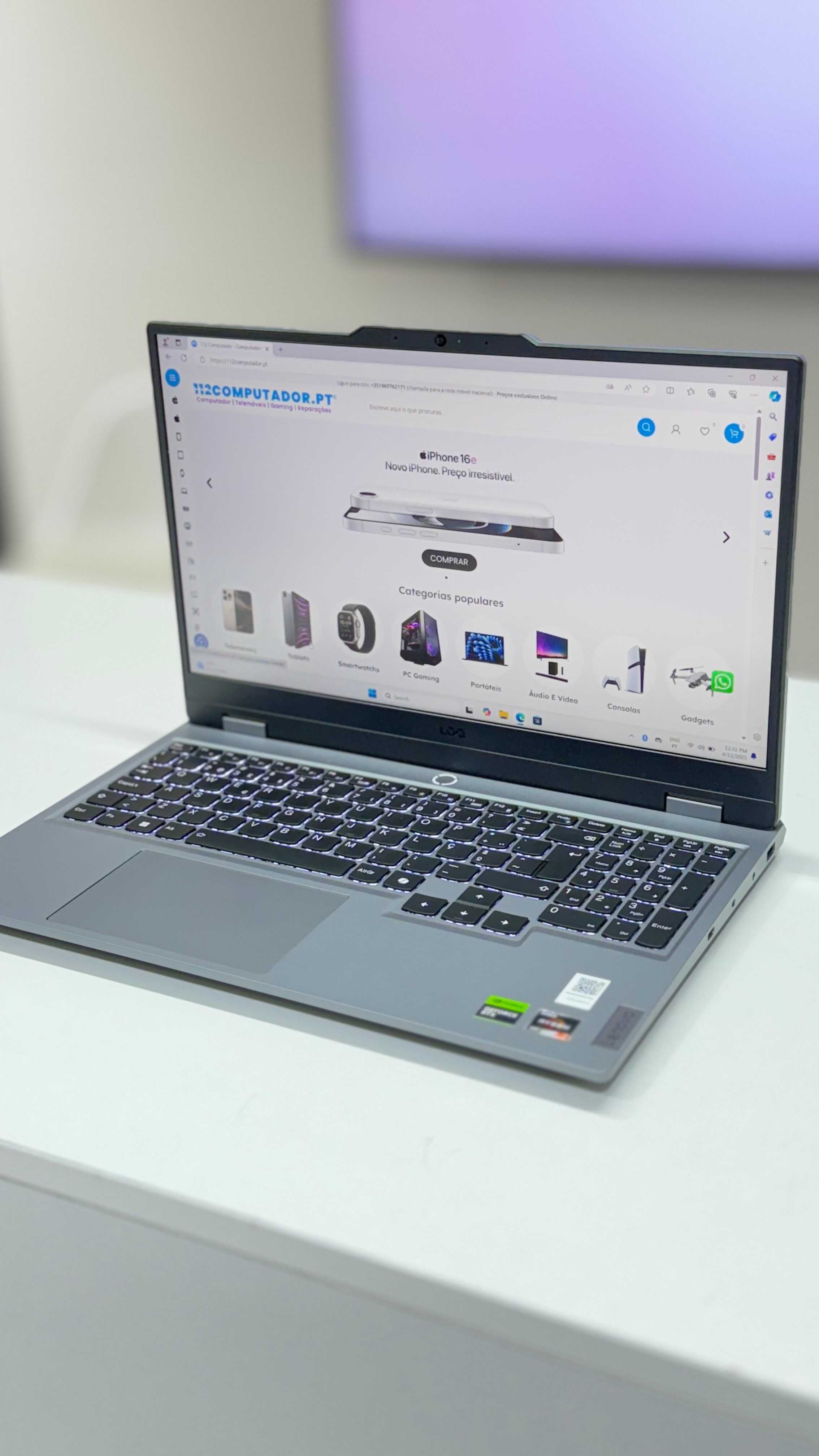 Lenovo LOQ 15 Ryzen 7/24GB/1TB/RTX4070 15.6" Win 11- Loja Ovar