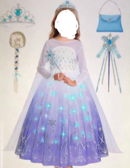 Strój Elzy z Krainy lodu -led przebranie dla dziewczynki -130 cm
