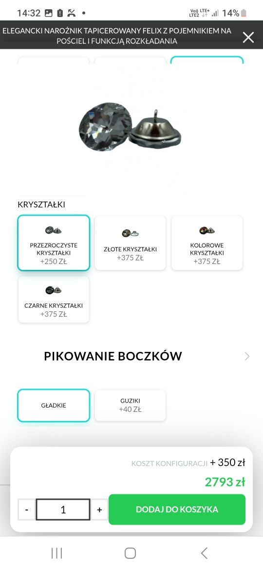 Narożnik Feliks Glamour czarny