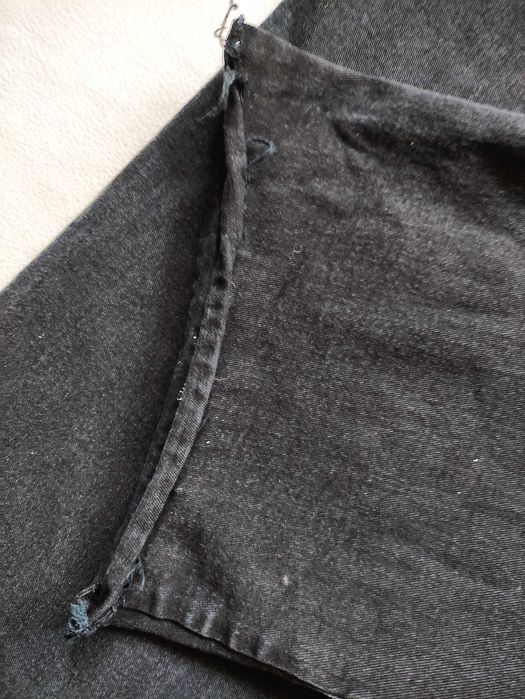 spodnie jeasnowe wysoki stan szeroka nogawka ciemnoszare r. 34/36