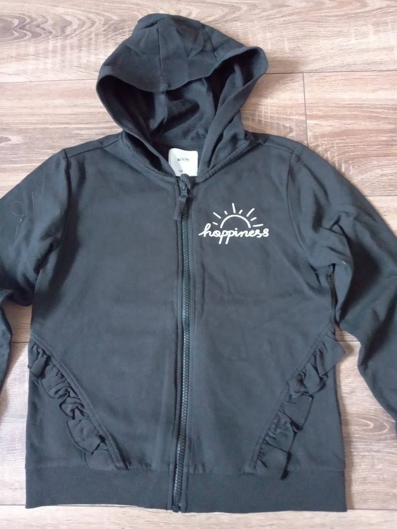 Bluza z kapturem, czarna, 134 cm, Sinsay