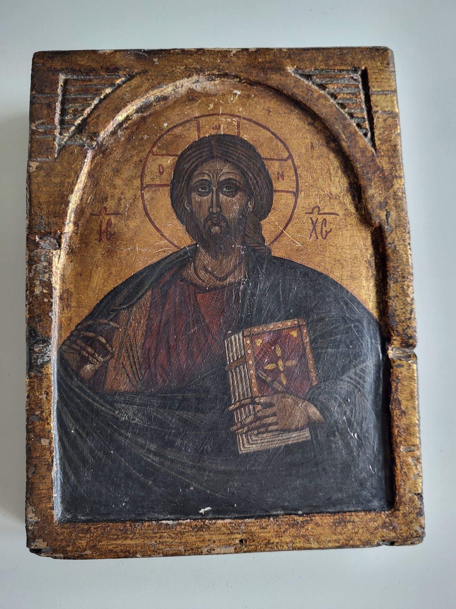 Ikona XIX wiek Jezus Chrystus  Pantokrator