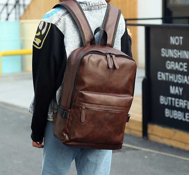 Чоловічий шкіряний модний повсякденний ранець мужской рюкзак сумка