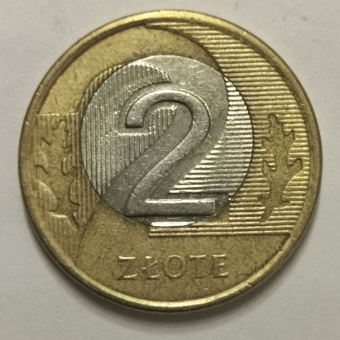 Destrukt monety 2 złote 2008, rozlany rdzeń