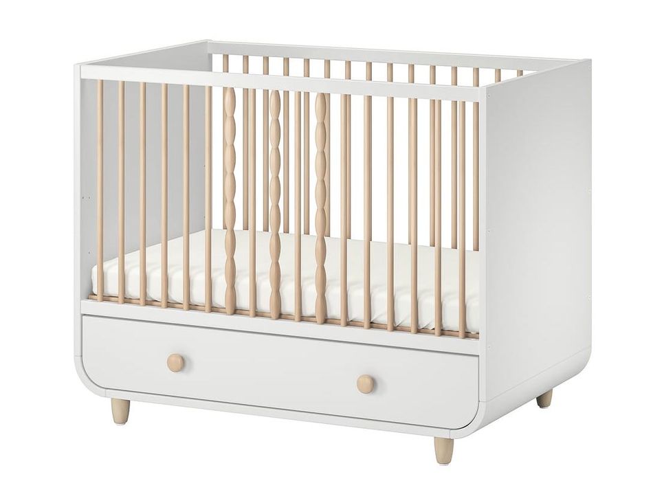 Łóżeczko dziecięce IKEA MYLLRA z szufladą - białe od 0 do 3-5 lat !