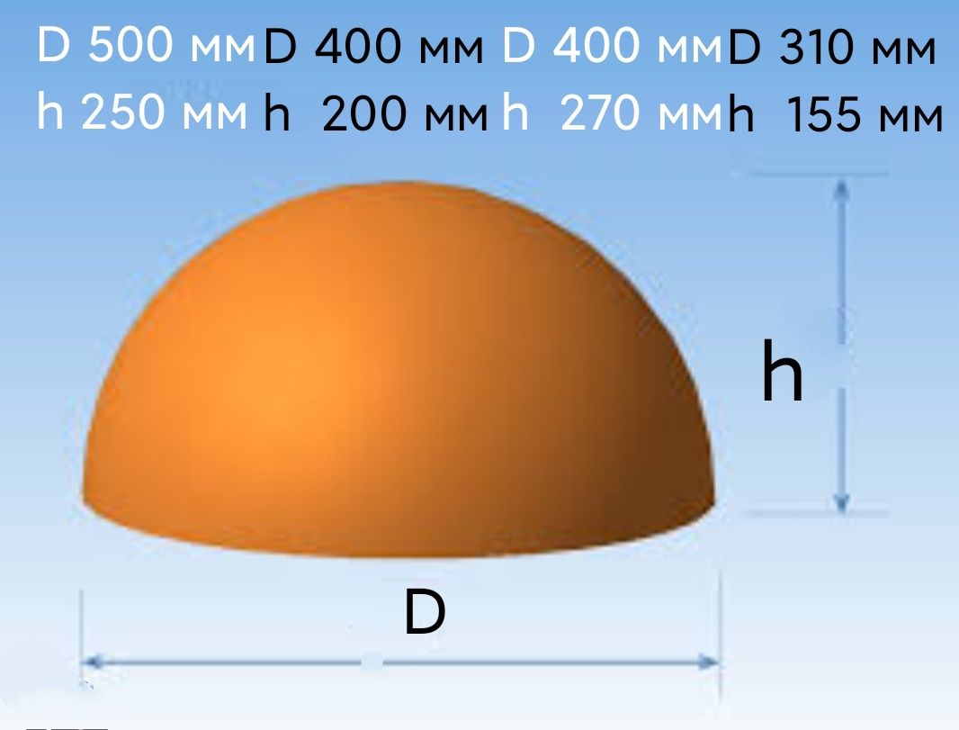 Полусферы, диаметром 500мм, 480мм и 310мм, столбики, вазы, урны,
