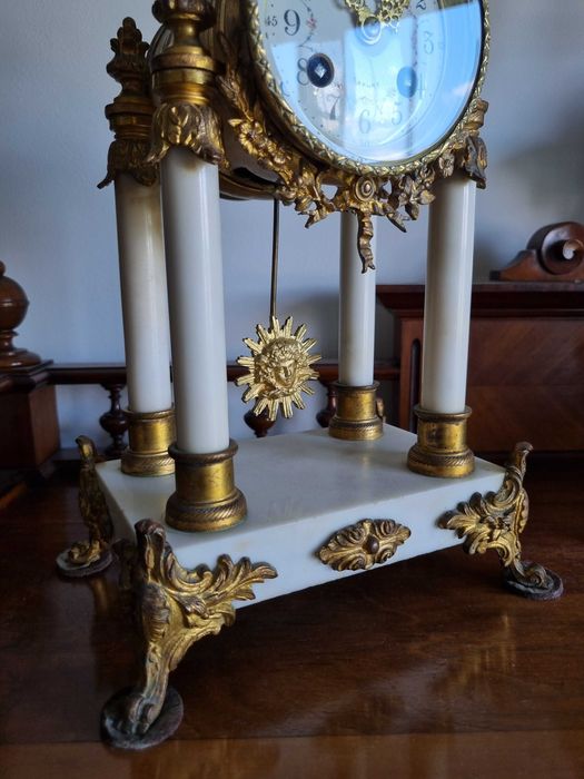 Zegar kominkowy antyczny zabytkowy ze Szwajcarii ANTYK XIX/XX wiek.