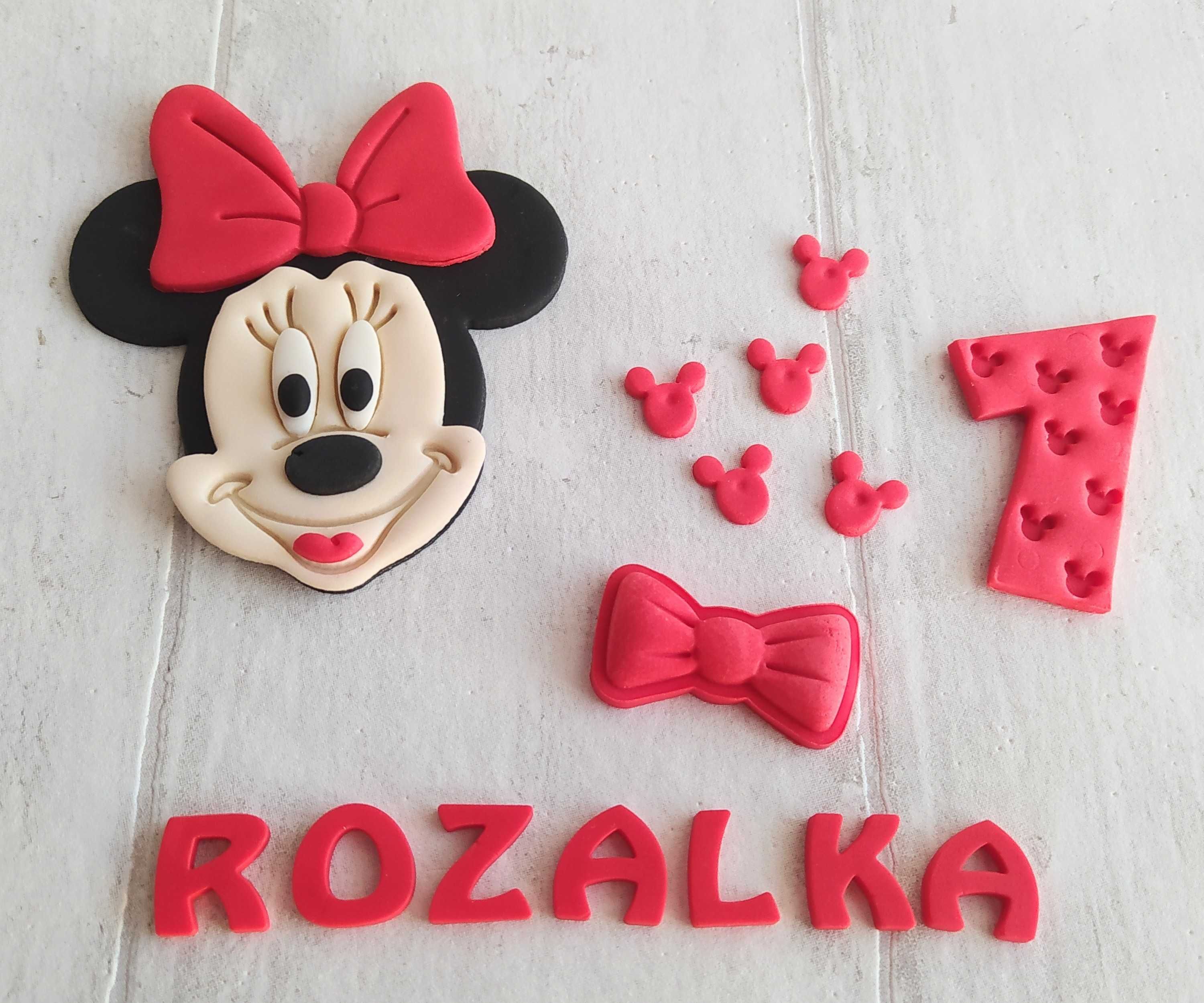 Myszka Minnie z masy cukrowej figurka na tort Zestaw czerwony