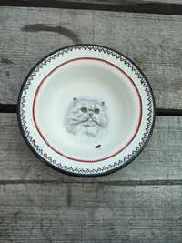 Металлическая эмалированная тарелка для кота кошки СССР для животных