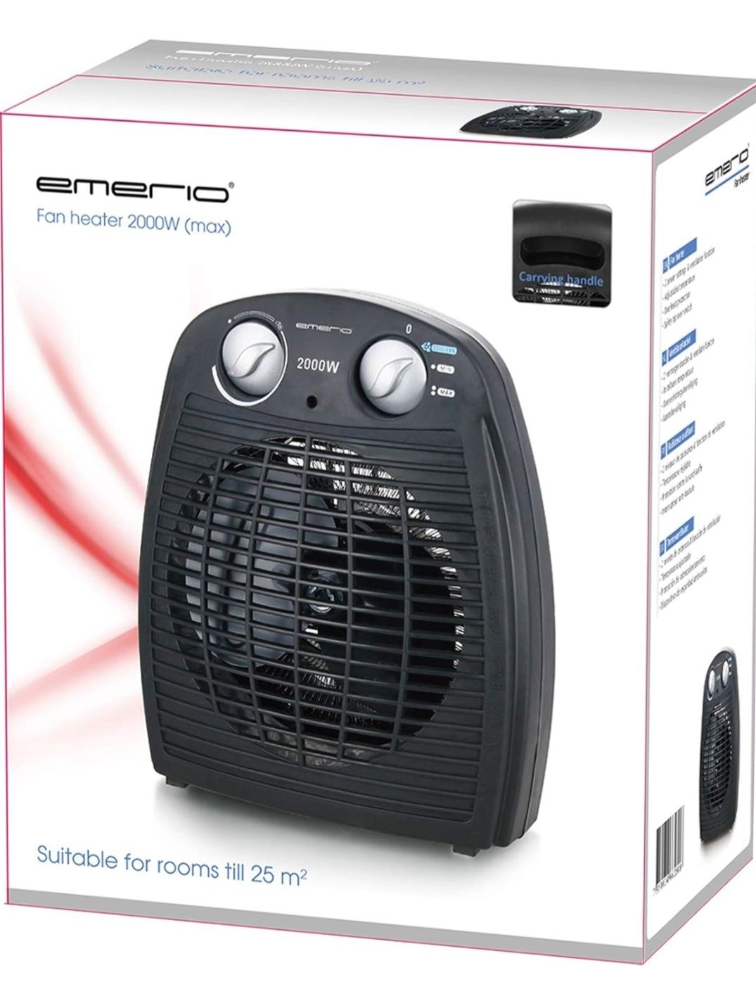 Emerio Note 1.5 Termowentylator, Czarny,