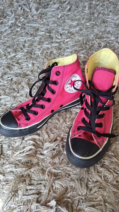 Converse all star rosa choque/pink high top double tongue - vintage