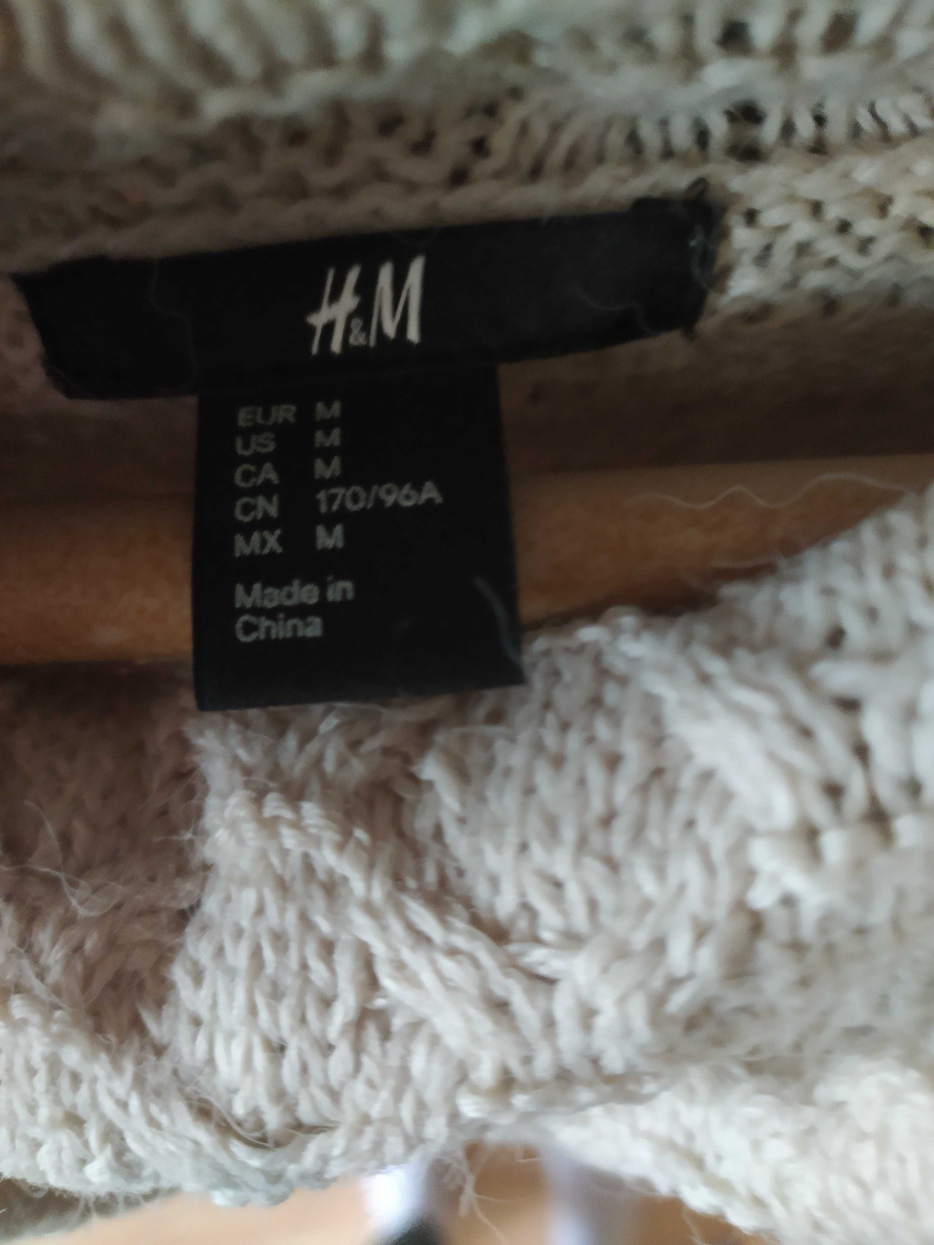Sweter -tunika h&m r 38 oversize beż