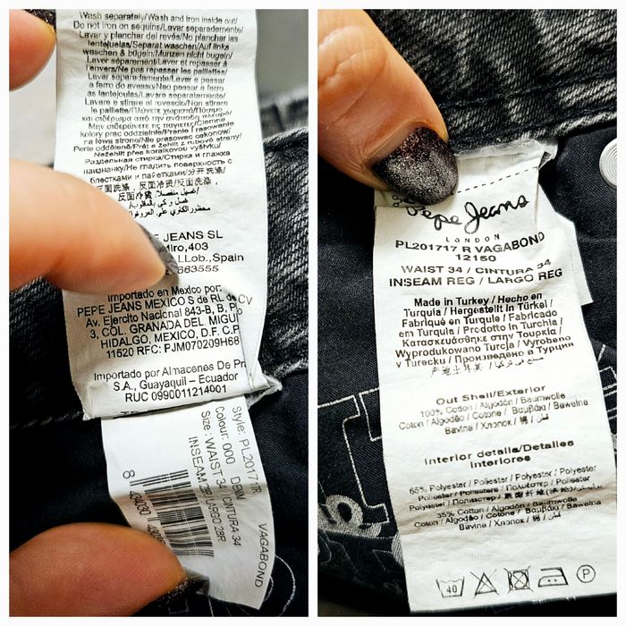 Nowe czarne męskie spodnie Pepe Jeans, rozmiar 34/28