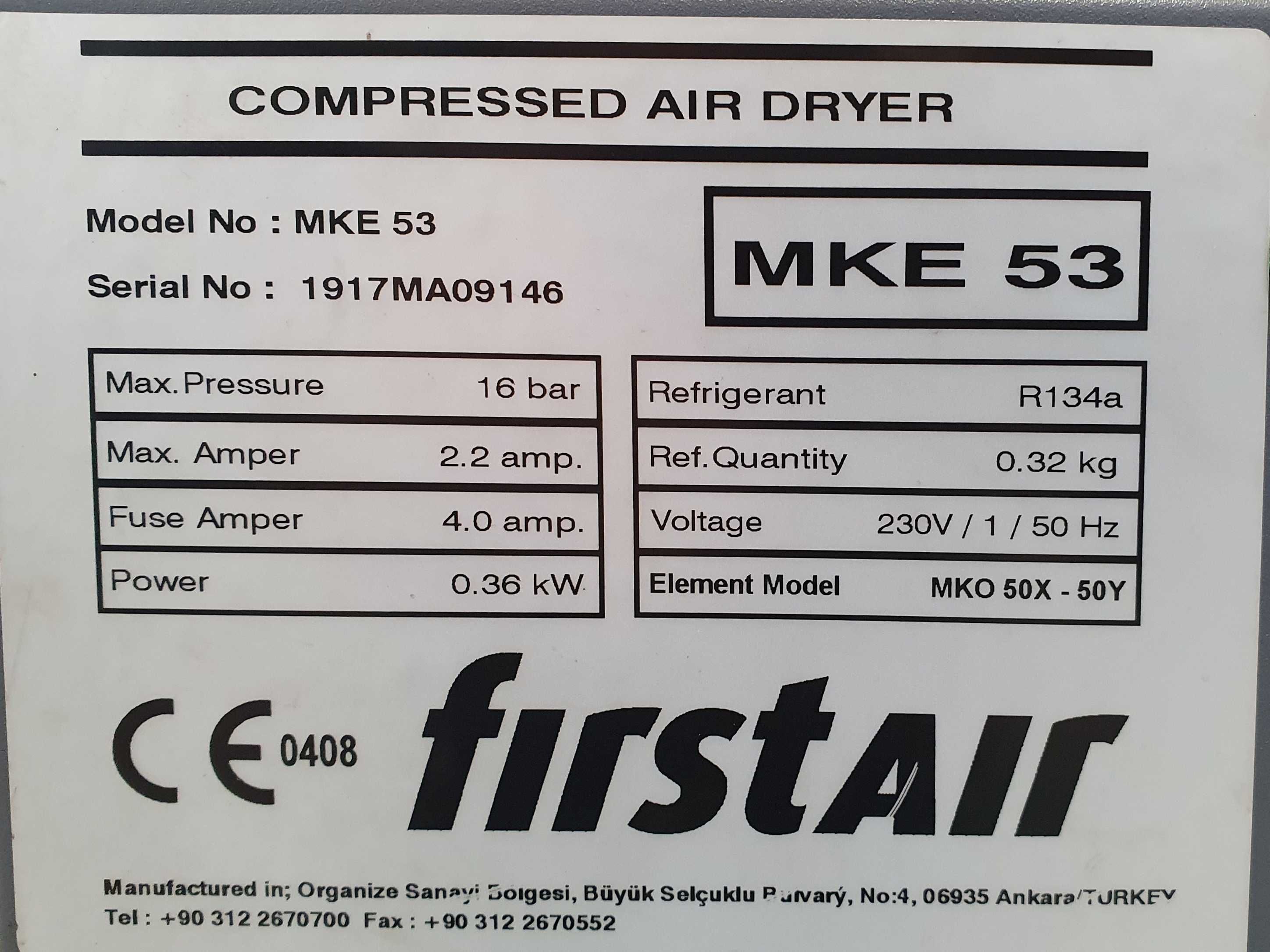 Kompresor śrubowy First Air z osuszaczem 10bar-5.5 kW-200L-2017r