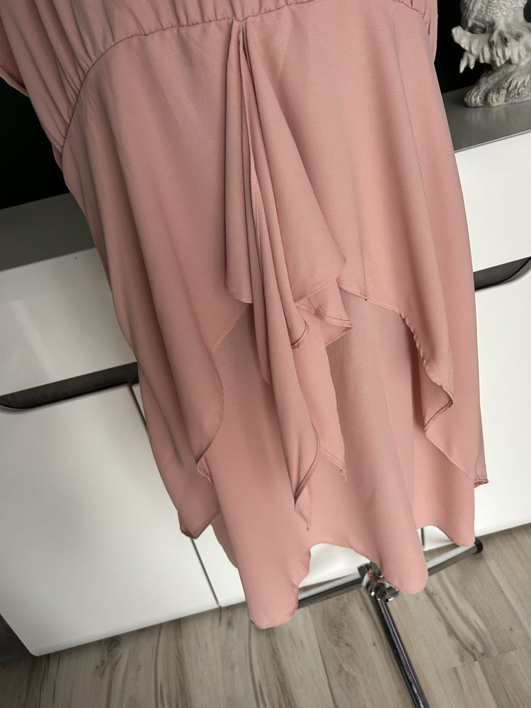 Piękna sukienka pudrowy róż plus size nowa bez metki 2xl