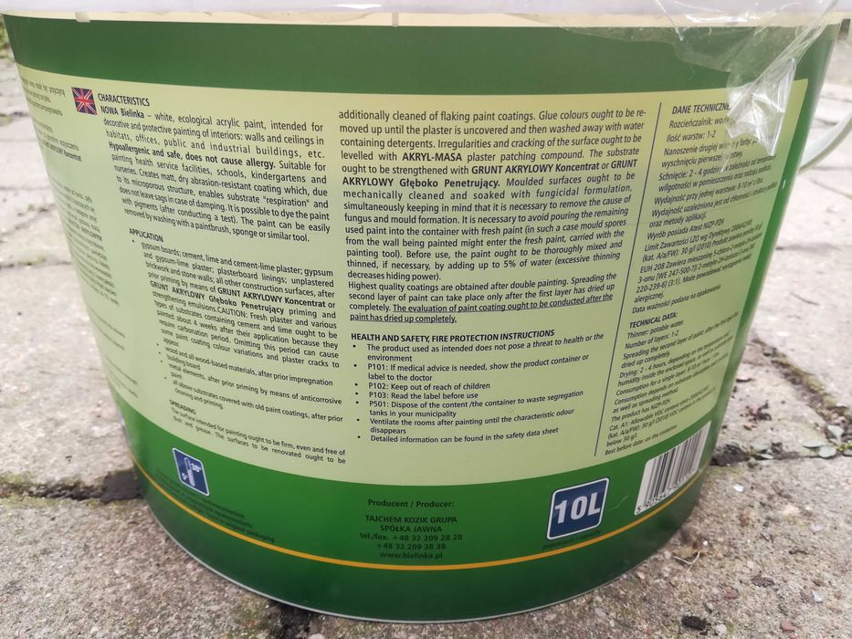 Farba akrylowa ścienna BIELINKA 20 l