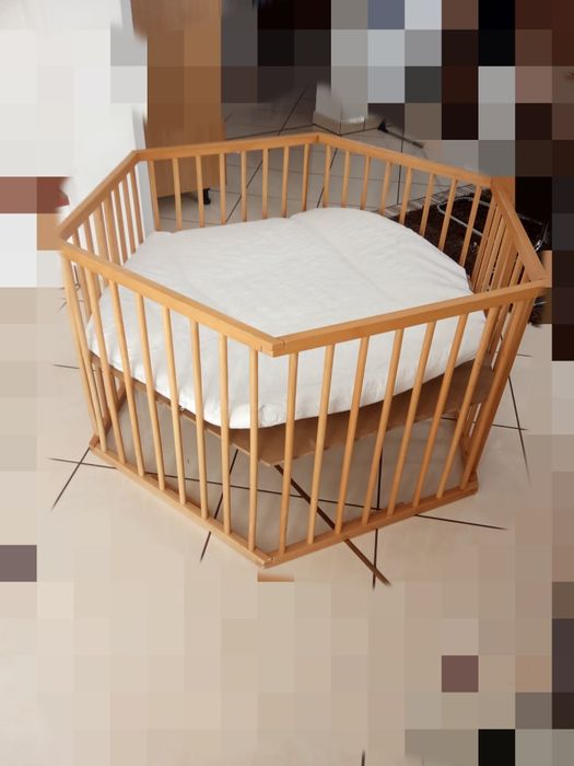 Kojec Łóżeczko 6cio kąt 3 poziomów materac