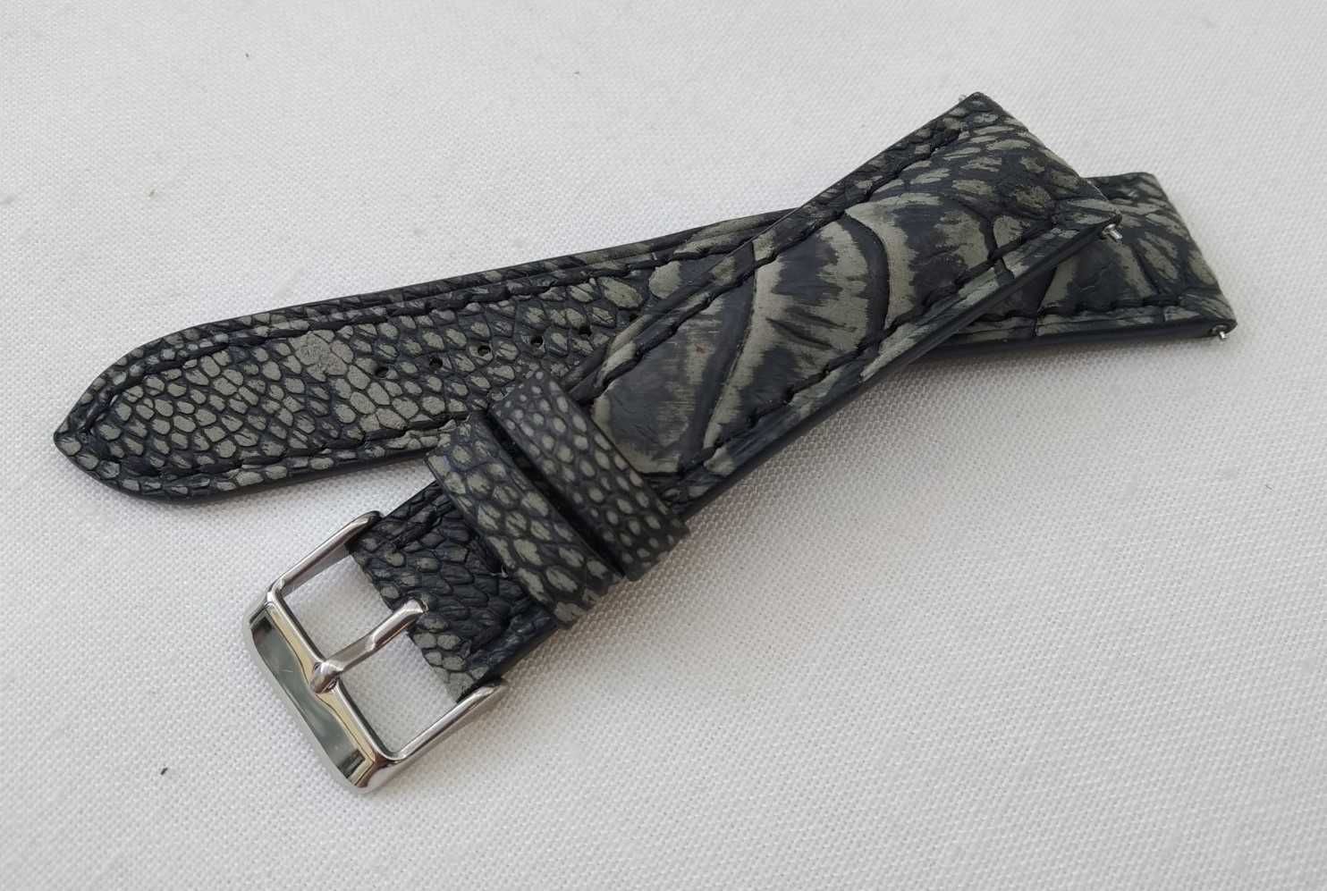 Pasek skórzany do zegarka 20 mm - styl " Breitling" - noga strusia