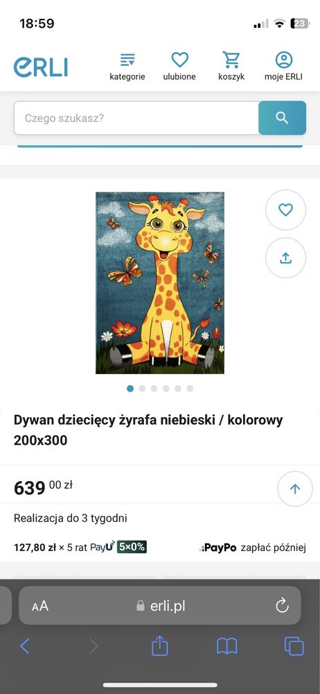 Dywan dziecięcy Żyrafa 200cm x 300cm 2x3m