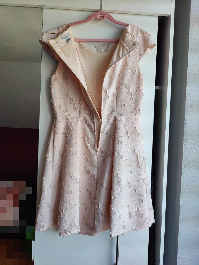 Sukienka H&M pudrowy róż krótka 40