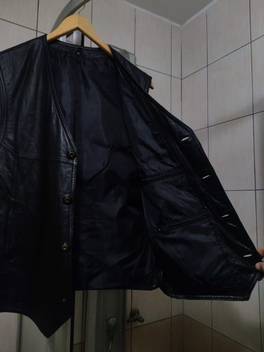 Bezrękawnik czarny L elegancki męski skórzany leather lieder opinający