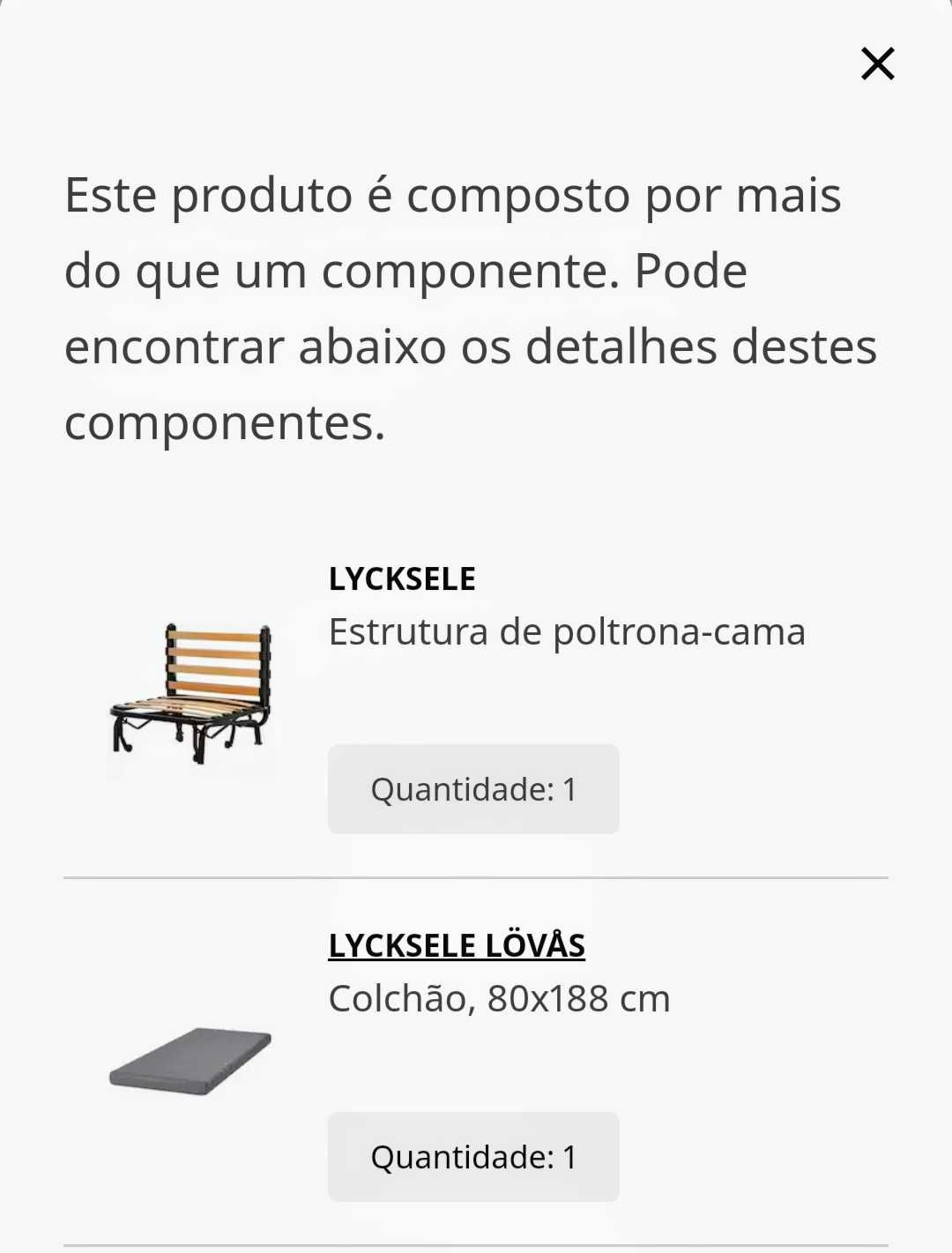 IKEA poltrona-cama LYCKSELE 1 pessoa com colchão LÖVÅS