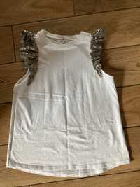 Bluzka top river island cekiny M 38 40 bialy zara