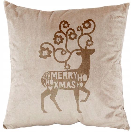 Świąteczna Poszewka welurowa + poduszka 40x40  Merry Christmas jeleń