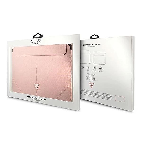Pokrowiec Guess Saffiano Triangle Logo na laptopa 14" - różowy