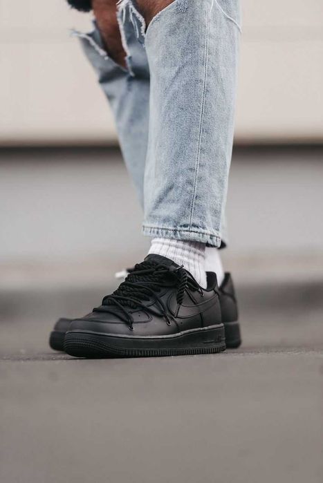 Кросівки Nike Air Force 1 Low Custom Off shoelaces Black premium